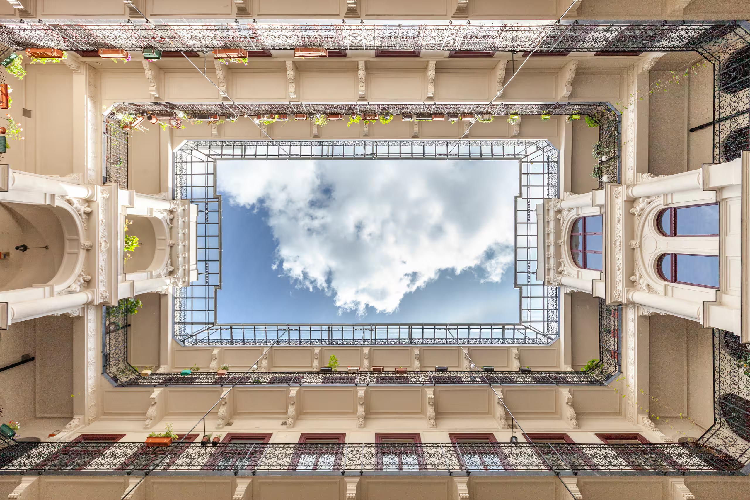 Courtyard with skylight view